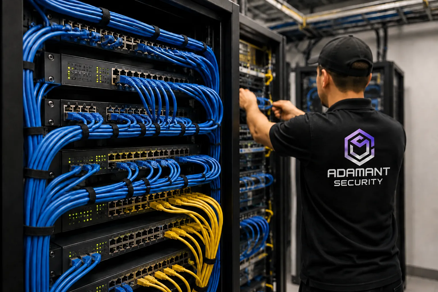Structured data cabling and network wiring installation for a commercial property
