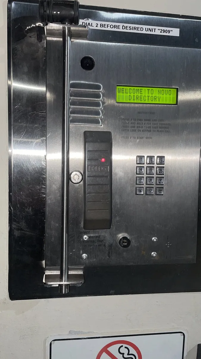 Telephone entry system with directory display in a lobby